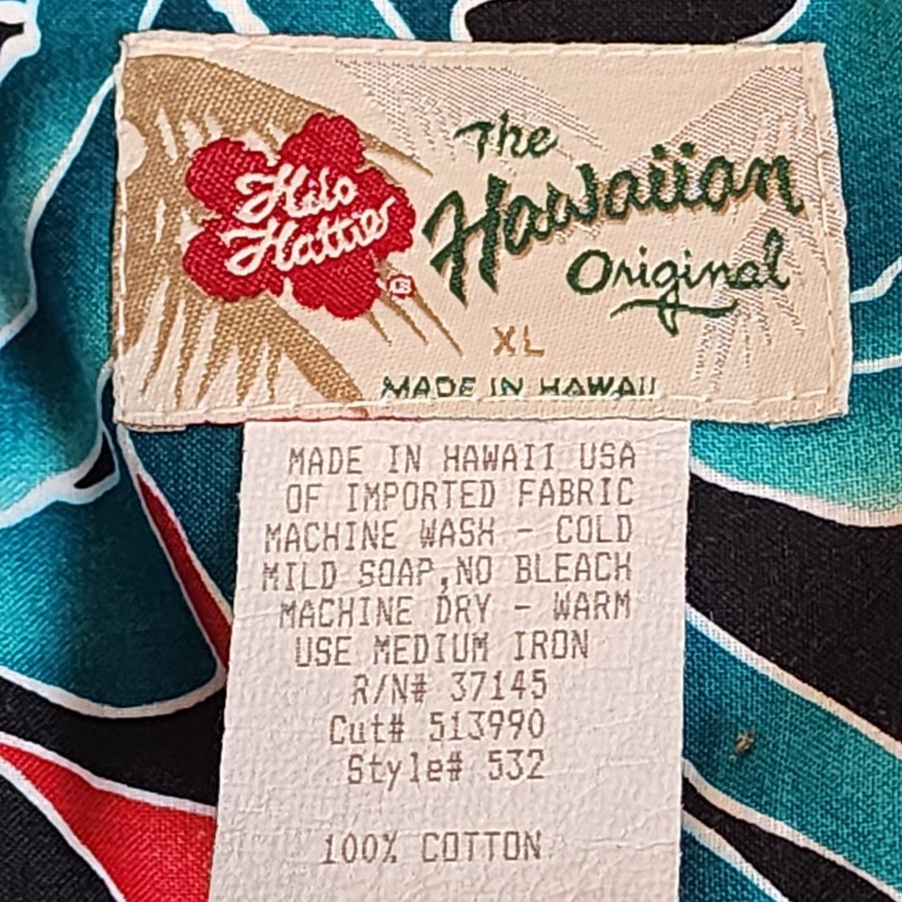 NWOT Men's Hilo Hattie Size XL Birds of Paradise Blue Palm Cotton Shirt - WOW! - Picture 6 of 12